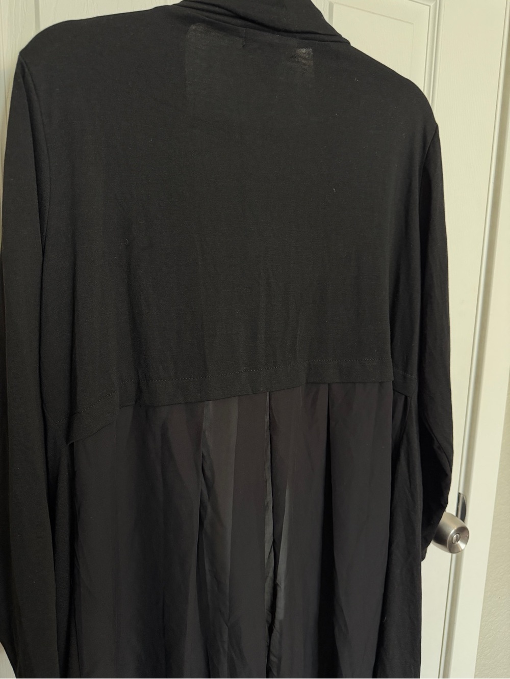 Esperanza Women 1X Black Open Front Duster Cardigan Sheer Hem Lightweight - Picture 5 of 5